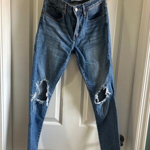 Levi's Women's Blue Distressed Skinny Jeans